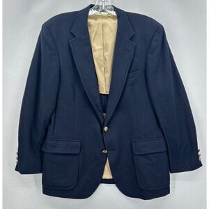 Vintage Izod Lacoste Jacket Blazer Mens 40R Navy Wool Croc Buttons Patch Pocket